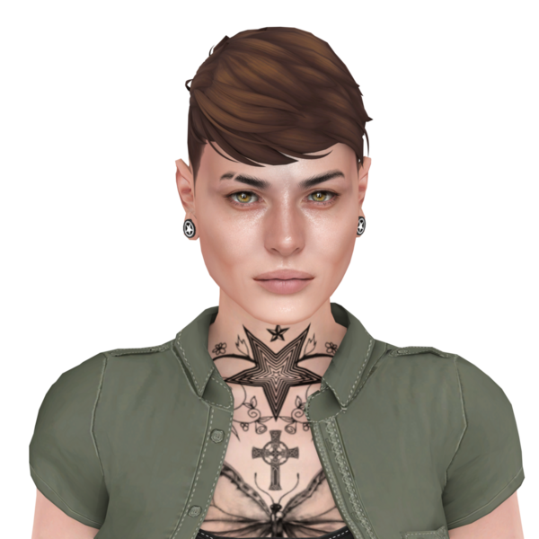 Havalı, kısa saç stili ve dövmesi olan, izole edilmiş, güzel, eşcinsel olmayan bir kadın.