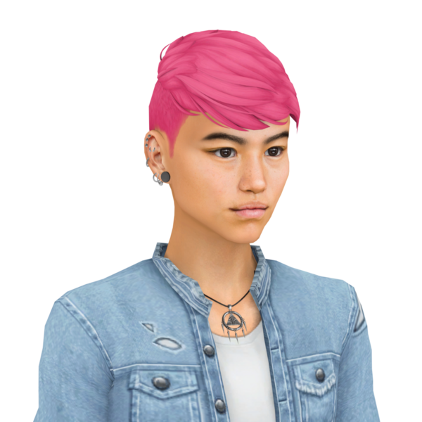 Güzel, genç, eşcinsel, ikili olmayan, kısa saçlı, kot ceket giyen, münferit portresi olan Asyalı bir kadın.