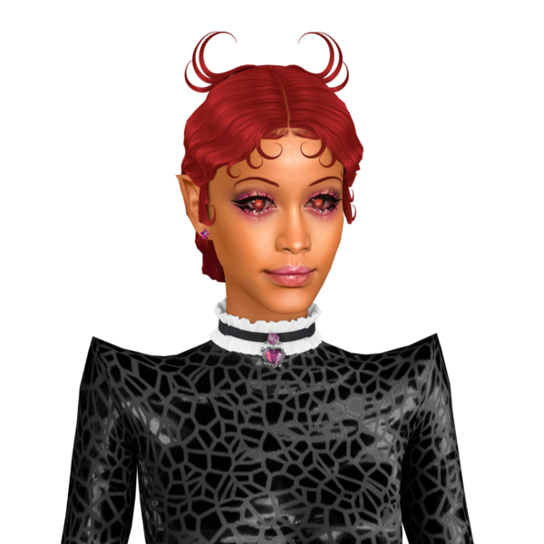 Güzel, genç, dişi bir şeytan. Havalı, kızıl saçlı, korkunç gözlü, izole edilmiş bir portre.