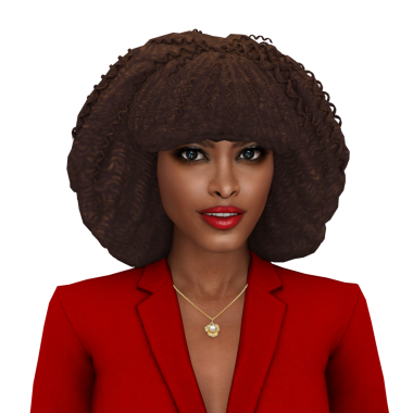 Şık kıvırcık saçlı, iş elbisesi yönetmeliği takan, izole edilmiş portresi olan güzel bir siyahi kadın.