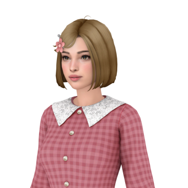 Kısa sarı saç bakımlı, saçında çiçek olan, pembe bir retro elbise giyen, izole edilmiş bir portresi olan genç ve güzel bir kadın.