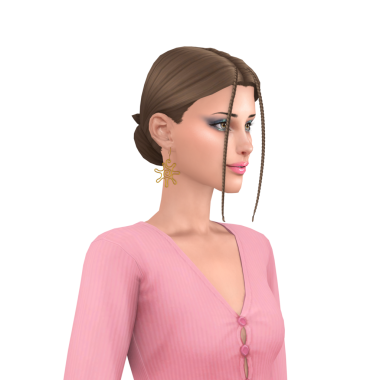 Popüler bir saç stili olan güzel bir genç kadın makyaj yapıyor ve sevimli pembe bir kardi, izole bir portre.