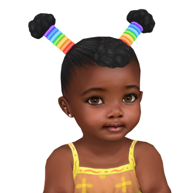 Komik saç stili olan, sarı bir elbise giyen, izole edilmiş küçük siyah bir kız çocuğu.