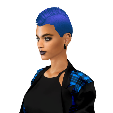 İsyancı mavi mohawk saç stili, punk kıyafetleri giyen, makyaj yapan ve piercing takan, izole edilmiş genç bir kadın.