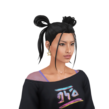 Büyük boy tişörtlü güzel bir Asyalı kadın. Saç tokası, küpe, izole edilmiş portre.