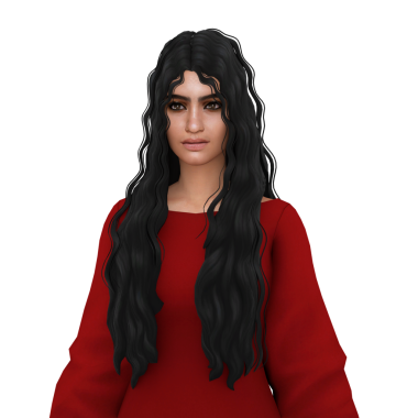 Uzun kıvırcık siyah saçlı, uzun kırmızı elbiseli, izole edilmiş portresi olan güzel ve korkutucu bir genç kadın.