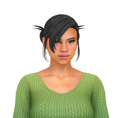 2000 'lerin saç modelli, makyajlı ve süveterli, izole edilmiş bir portresi olan güzel bir kadın.