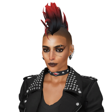 İsyankar punk saçlı, havalı deri ceketli, boğucu, izole edilmiş bir portresi olan güzel, tuhaf, sapık bir kadın.