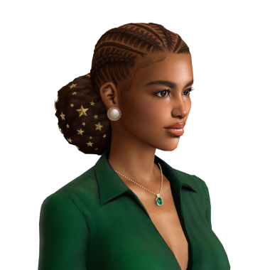 Zarif bir saç stili ve izole edilmiş bir portresi olan güzel bir Afrikalı kadın.