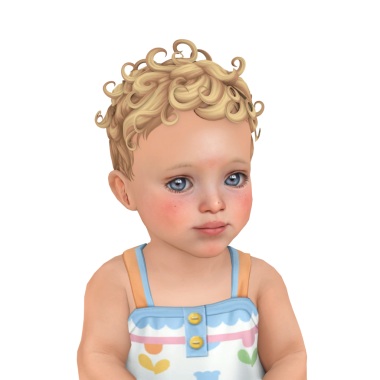 Sarı kıvırcık saçlı, mavi gözlü, izole edilmiş, sevimli, küçük bir bebek.