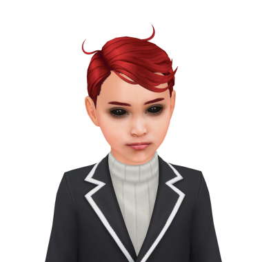 Şeytani gözleri, boynuzlu kızıl saçları ve izole edilmiş portresi olan sevimli, ürkünç bir çocuk.