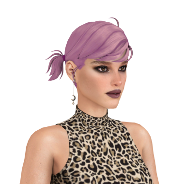 Pembe saçlı, ağır makyajlı, leopar desenli elbiseli, izole edilmiş portresi olan güzel bir kadın.