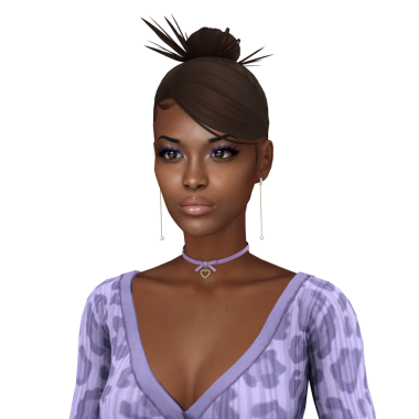 Güzel, siyah bir kadın, dekolteli, izole edilmiş portresi olan leylak bir elbise içinde.