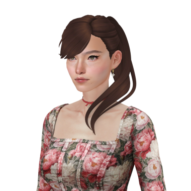 Uzun kahverengi saçlı, at kuyruklu, izole edilmiş genç bir kadın.