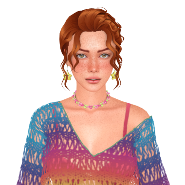 Kıvırcık kızıl saçlı, bikini giyen, izole edilmiş 3 boyutlu resimli güzel bir kadın.