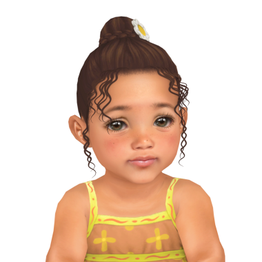 Koyu tenli, güzel bir okul öncesi kız, yaz elbisesi içinde, bir çiçek takıyor, izole edilmiş üç boyutlu bir portre resmi.