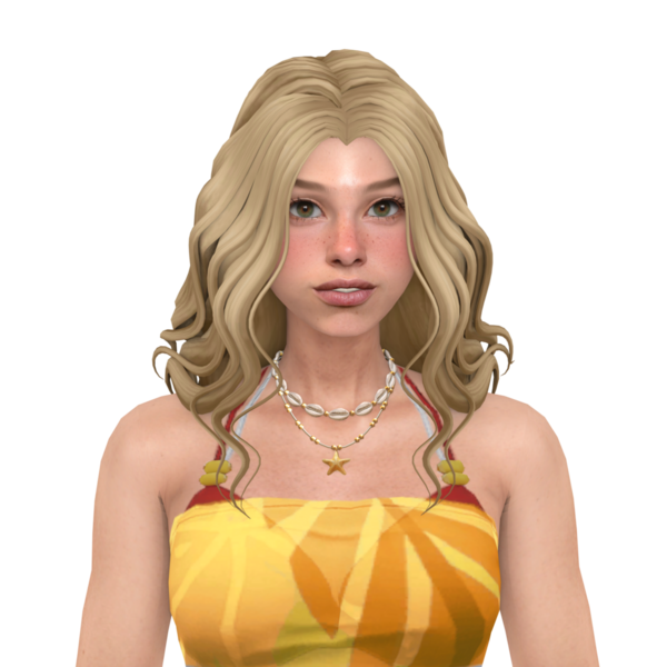 Güzel, genç, sarışın, gür, uzun saçlı, bikini giyen, 3 boyutlu bir portre çizimi olan bir kadın.