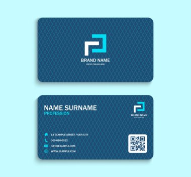 Blue Pattern Business Card Template Corporate Brand Identity Premium Design Layout clipart