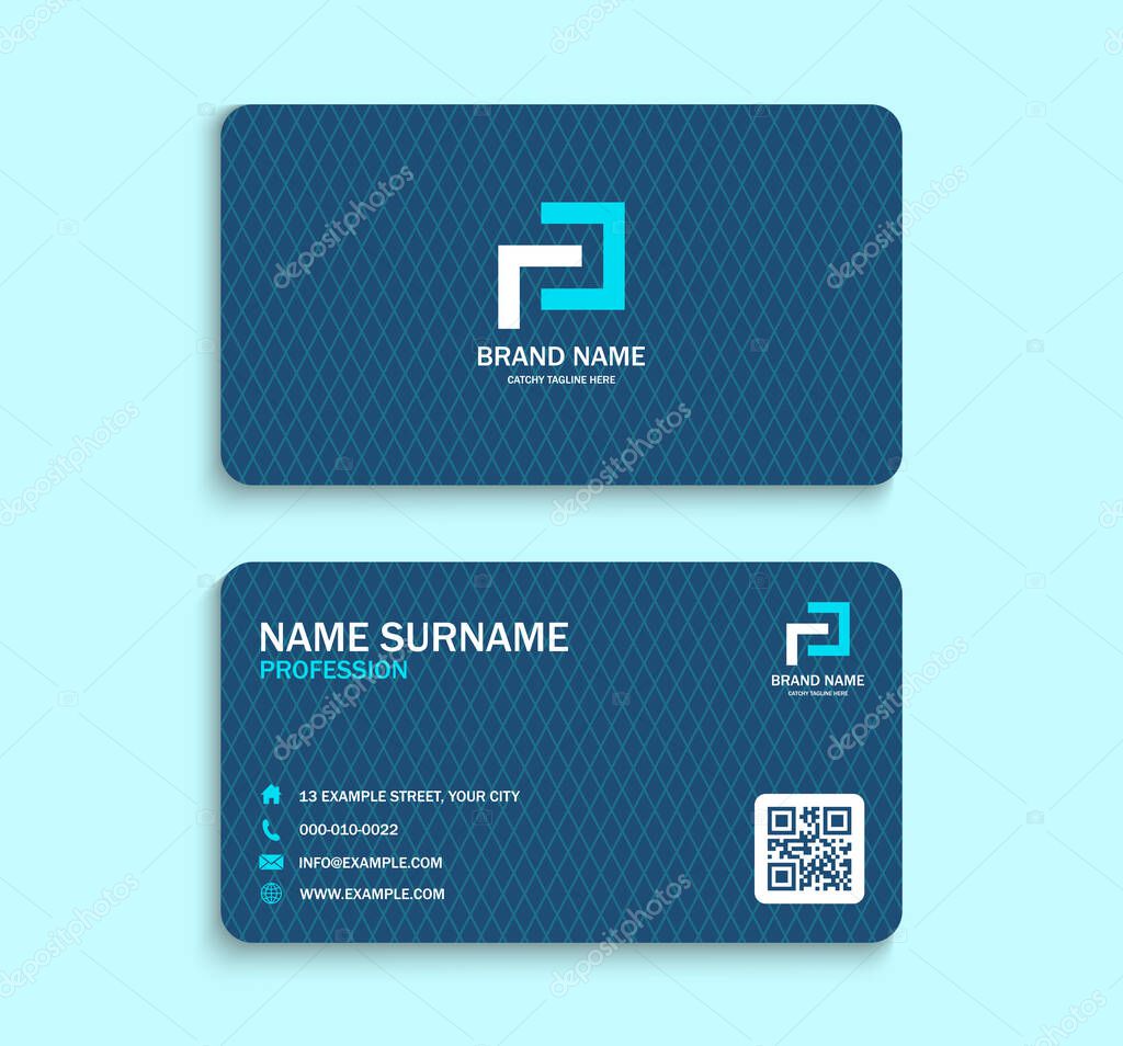 Blue Pattern Business Card Template Corporate Brand Identity Premium Design Layout