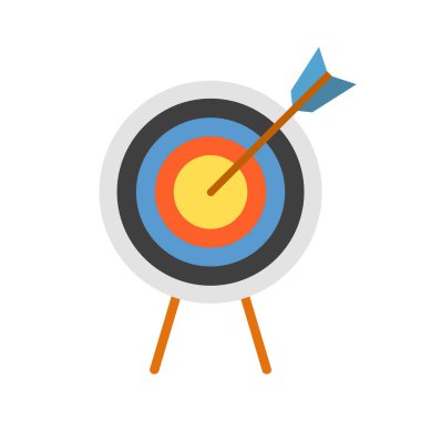 Archery Target Arrow Colorful Isolated Vector Icon Illustration