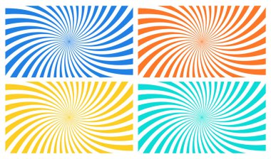 Radial Sunburst Wide Background Colorful Vector Set