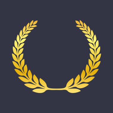 Golden Leaf Wreath Victory Symbol Icon Vector Illustration