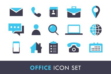 Contact Business Office Dual Tone Icon Set Vector Illustration