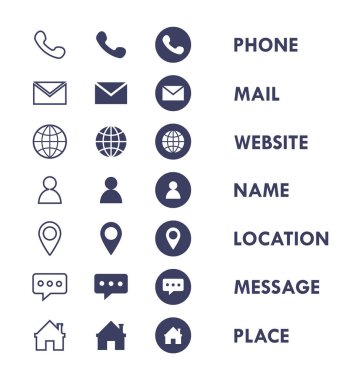 Business Contact Line Flat Vector Icon Collection