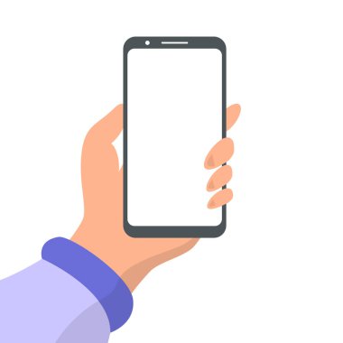 Smartphone Holding In Hands Cartoon Vector Illustration