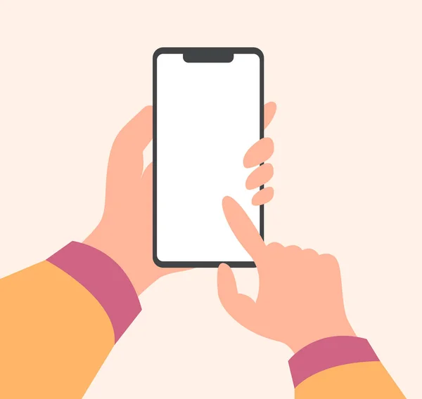 Akıllı Telefon Dokunma Ekranı Eller Vektör Çizim Sanatı Kullanımı