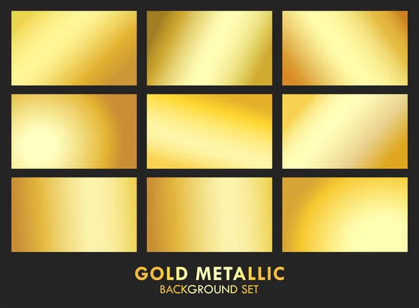 Gold Metallic Gradient Background Set Vector Illustration — Vetor de Stock