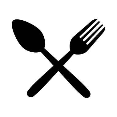 Spoon Fork Cutlery Icon Black Silhouette Vector Illustration