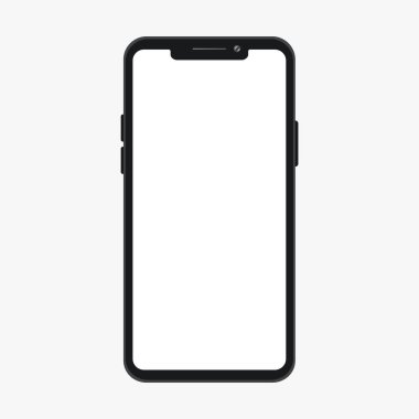Düz Modern Akıllı Telefon Beyaz Ekran Vektörü Model Çizimi