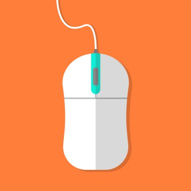 Beyaz Kablolu Fare Düz Gölge Vektörü İllüstrasyonu