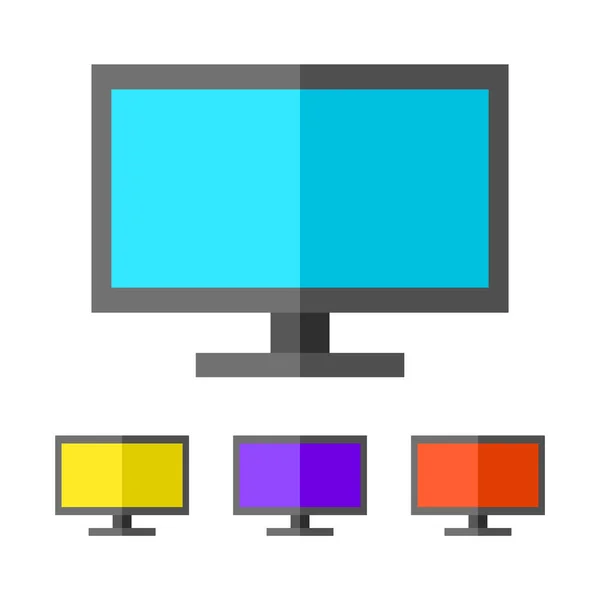 Monitor Computadora Plana Icono Colorido Set Vector Illustration — Vector de stock