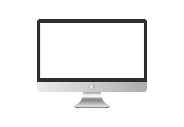 Ρεαλιστική Οθόνη Υπολογιστή Silver Frame Απομονωμένη Διανυσματική Απεικόνιση — Διανυσματικό Αρχείο