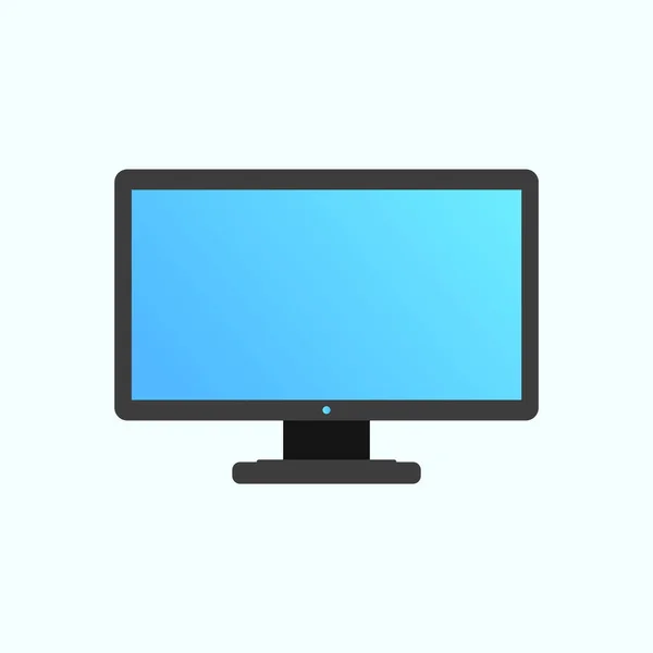 Lapos Számítógép Monitor Kék Képernyő Izolált Vektor Ikon Illusztráció — Stock Vector