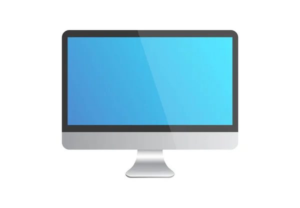 Monitor Computador Realista Blue Glossy Display Vector Illustration —  Vetores de Stock