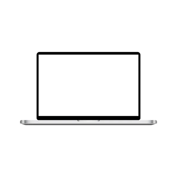 Realisztikus Fém Laptop Fehér Üres Kijelző Mockup Vektor Illusztráció — Stock Vector
