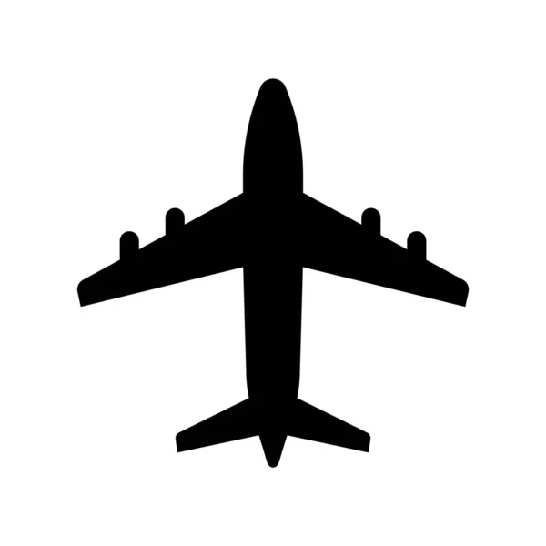Ilustrasi Ikon Vektor Terisolasi Siluet Airplane Datar - Stok Vektor