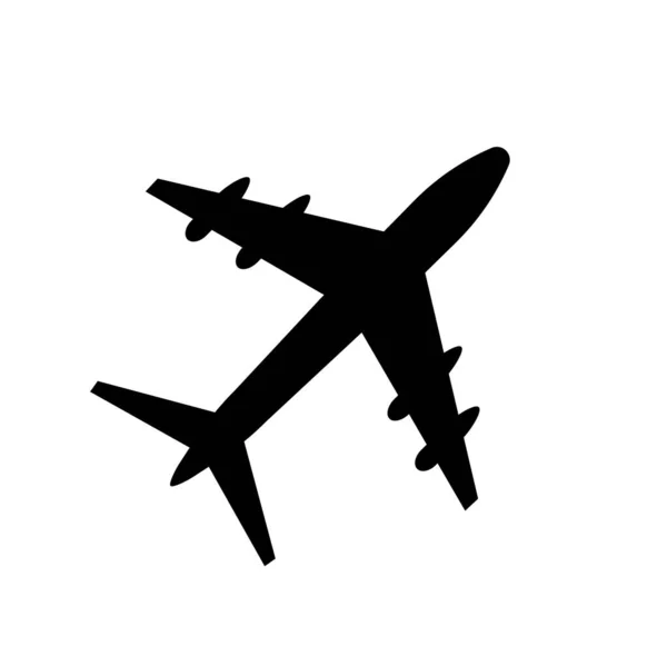 Airplane Black Silhouette Isolated Vector Icon — Stock Vector