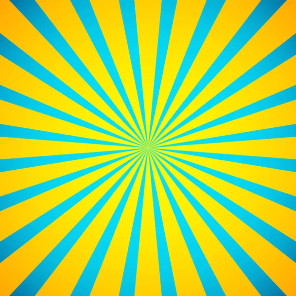 Yellow Blue Retro Gradient Sun Rays Vector Background — стоковий вектор
