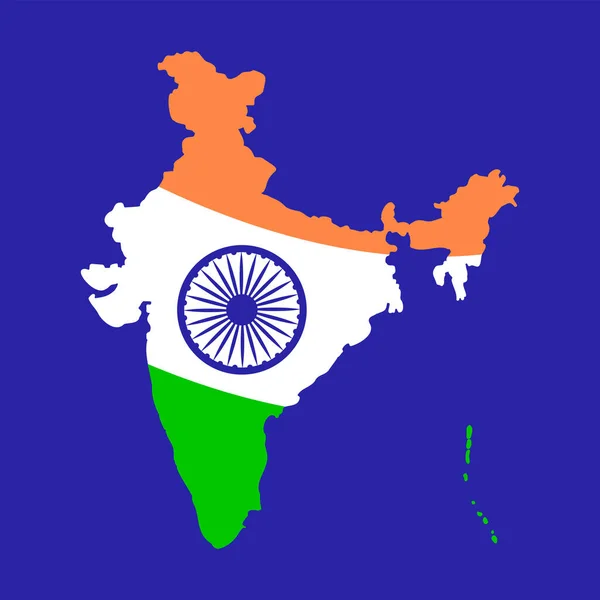 トリコロール インド地図アイソレーテッド ベクトル アイコンイラスト — ストックベクタ