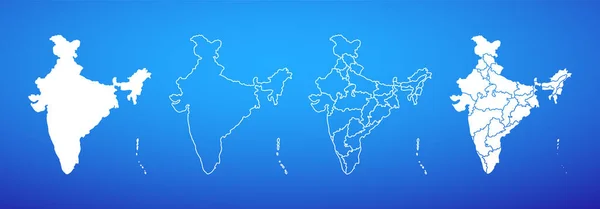 Płaskie Indie Mapa Zestaw Wektor Ilustracji — Wektor stockowy
