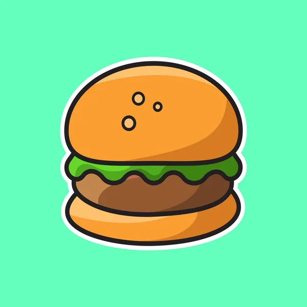 Burger Lettuce Isolated Sticker Icon Vector Illustration — 스톡 벡터