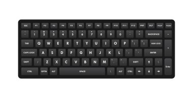 Siyah Klavye Qwerty Keys Gerçekçi Vektör İllüstrasyonu