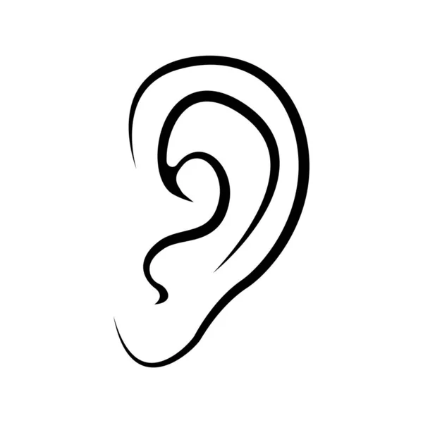 Human Ear Line Art Vector Icon Illustration — Stockvektor