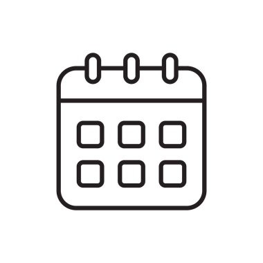 Düz Takvim Satırı Biçimi Simgesi İzole Edilmiş Vektör İllüstrasyonu