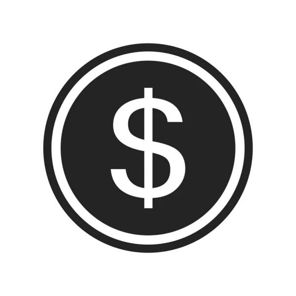 Flat Dollar Coin Isolated Vector Icon Illustration — Stock Vector