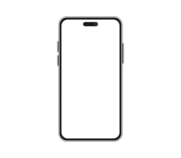 Último Smartphone Silver Frame Branco Display Vector Mockup Template —  Vetores de Stock